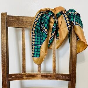 💫 Large Polkadot MCM Retro Large Green Gold Acetate Square Fashion Silky Scarf